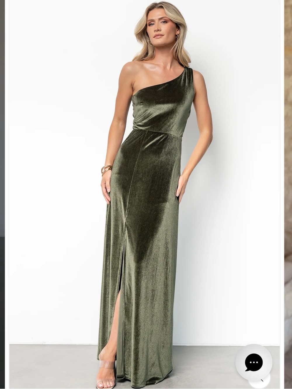Baltic born Tatiana Velvet One Shoulder Maxi Dress